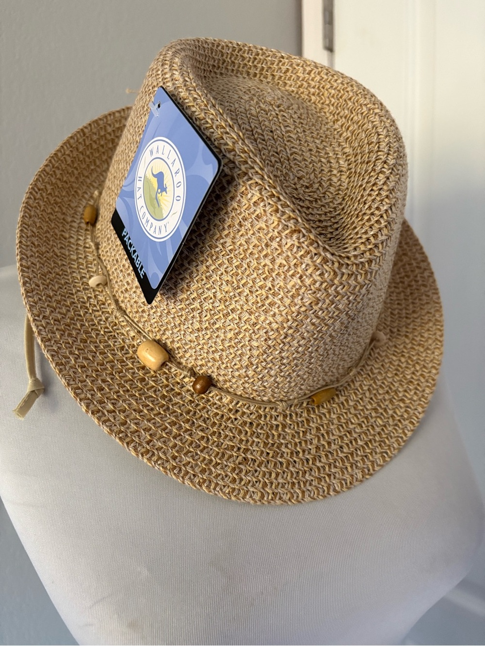 Wallaroo Waverly NWT Packable woven raffia fedora hat one size